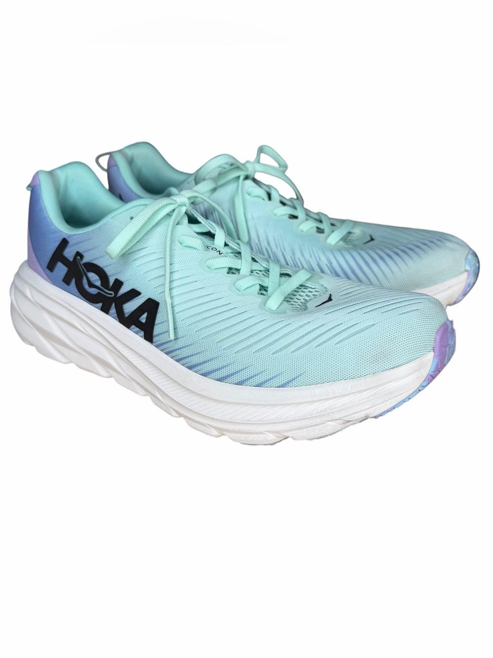 HOKA Rincon 3 Running Shoes Women’s 10.5B Mint Blue Purple Lightweight